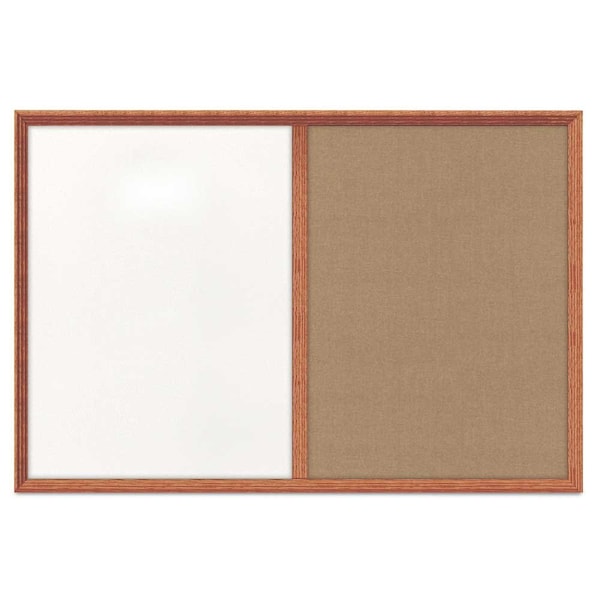 United Visual Products Enclosed Corkboard, 1 Door, 60"x36", 4" Fra, UV3424-SATIN-COBACC UV3424-SATIN-COBACC - main